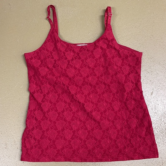 One Step Up Plus Red Lace Cami Tank Top 1X - Picture 2 of 11